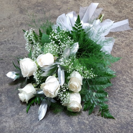6 White Roses  Graduation
