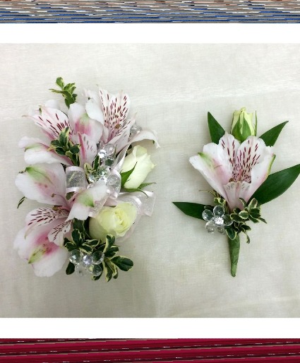 #64 Lily Corsage and Bouttoniere Fresh Flowers