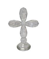 7.25" Tall Faceted Crystal Cross keepsake