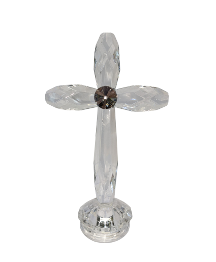 7.5" Tall Faceted Crystal Cross keepsake