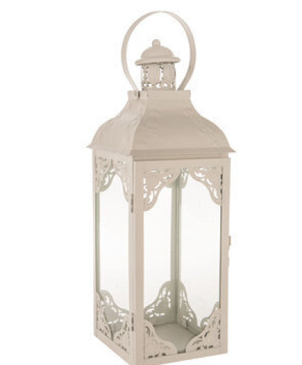 7" x 14" Lantern with LED Candle, Silk Flowers and Bow