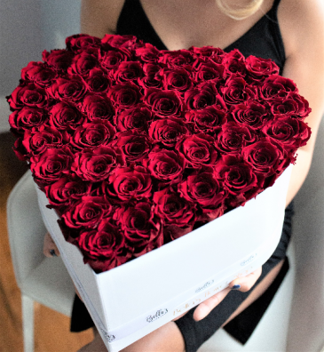 50 Preserved Roses In a Heart Box  in Bronx, NY | Bella's Flower Shop