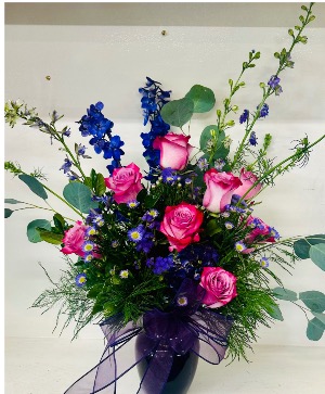 8-purple/fuchsia roses  Wednesday deal