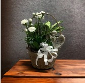 8 " Wicker Dish Garden  Fresh Cut Flowers & Angel 