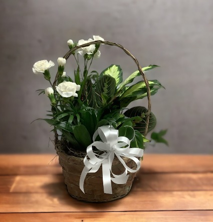 8" Wicker W/ Bow & Flowers 
