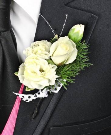 WHITE DELIGHT Prom Boutonniere in Clifton, NJ | Days Gone By Florist