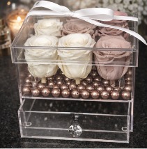 9 Preserved Roses in Acrylic box with Drawer  