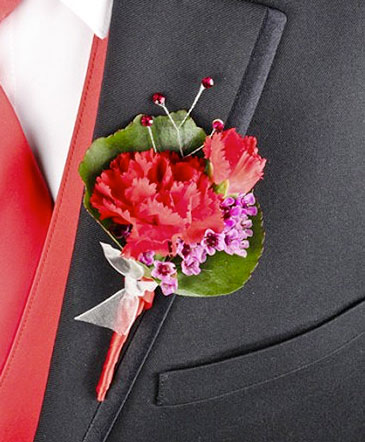 CRIMSON CARNATION Prom Boutonniere in Cincinnati, OH | Reading Floral Boutique