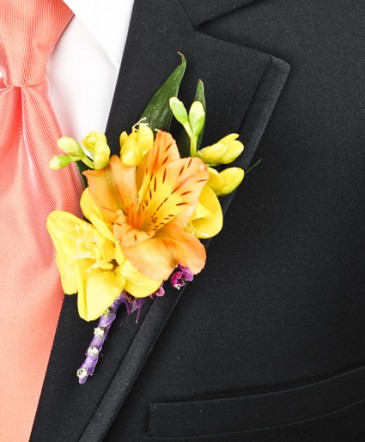 SPRINGTIME SUNSET Prom Boutonniere in Albany, NY | Ambiance Florals & Events