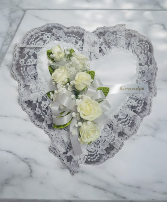 White Satin Heart Pillow FS-974 