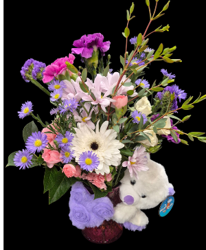 A "Beary Special" Mom Vase arrangement 