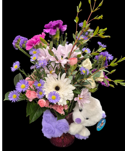 A "Beary Special" Mom Vase arrangement 