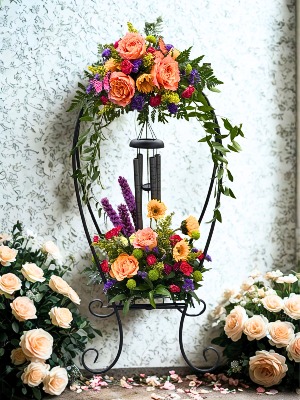 A Beautiful Life Wind Chime Tribute Wind Chime Arrangement on Stand