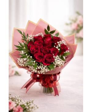A Dazzeling Hot Pink Bouquet Wrapped Bouquet