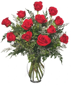 A Dozen Roses with FREE vase Vase