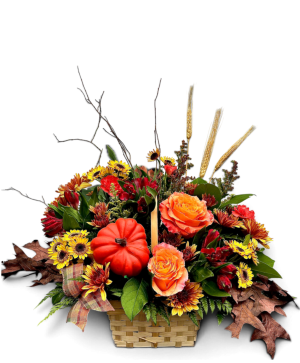 A Grateful Gathering Basket Arrangement