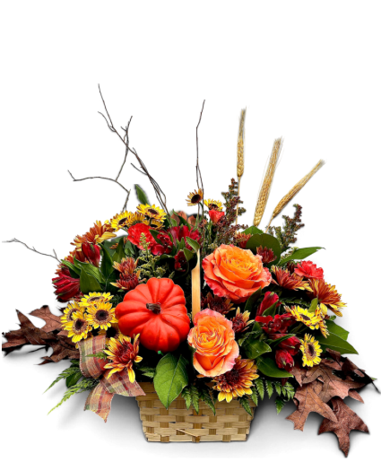 A Grateful Gathering Basket Arrangement