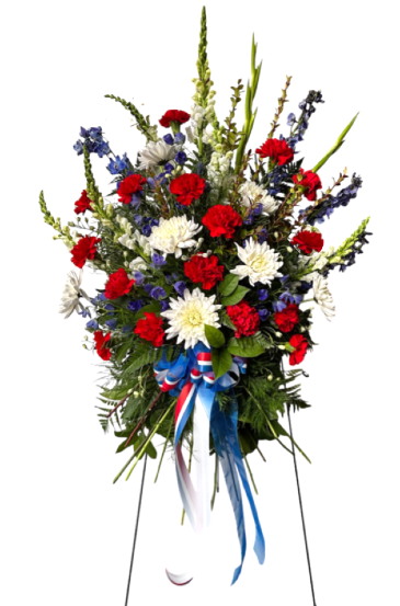 A Loyal Salute Standing Spray in Fitchburg, MA | CAULEY'S FLORIST & GARDEN CENTER