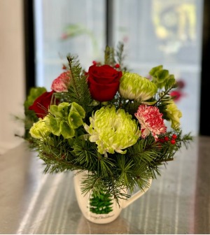 A Mug full of Cheer!  Fresh Arrangement