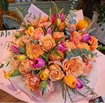 A Pinch of Peach Wrapped Bouquet in Frederick, MD | Maryland Florals