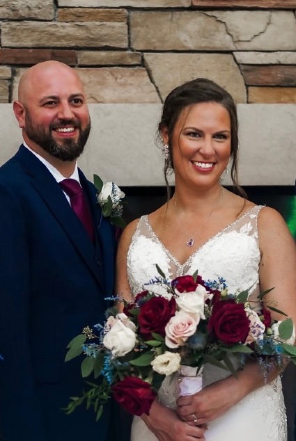 A September Wedding Bridal bouquet and Grooms boutonniere