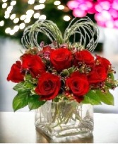 A Show of The Heart Please Call for Availability  1 dz red roses with a show of heart