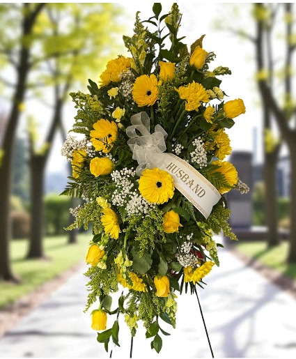 A Touch of Sunshine Standing Spray Standing Funeral Spray