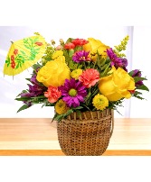 Mai Tai Blooms Basket Arrangement