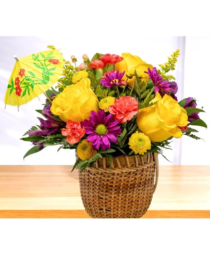 Mai Tai Blooms Basket Arrangement