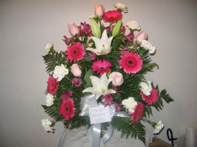 Standing basket-gerbs and lilies 
