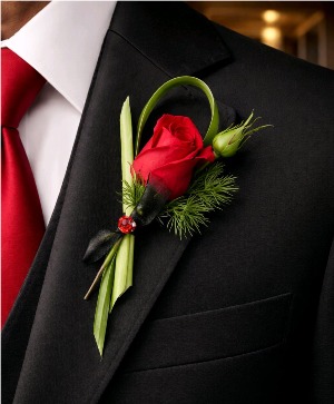 PUTTING ON THE RED RITZ  Boutonnière