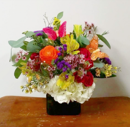 Butterfly Blooms Cube Arrangement