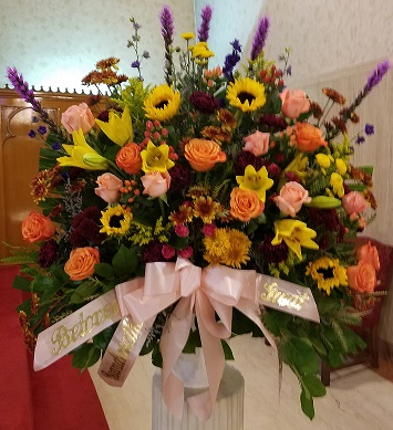 Colorful Sympathy Basket Arrangement