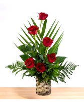 Eternal: Half Dozen Red Roses Birch Vase Arrangement