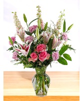 Adoration: Pink and Lavender Vase Arrangement