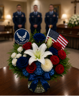 Air Force Pride Bouquet Call Us for Faster Service & Daily Specials: (915) 303-8500 Text Us to Order Anytime: (915) 505-3708 Your trusted source for Flowers & Delivery in El Paso TX 