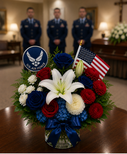 Air Force Pride Bouquet Call Us for Faster Service & Daily Specials: (915) 303-8500 Text Us to Order Anytime: (915) 505-3708 Your trusted source for Flowers & Delivery in El Paso TX 