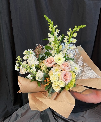 Alabaster Blooms Wrapped Flower Bouquet