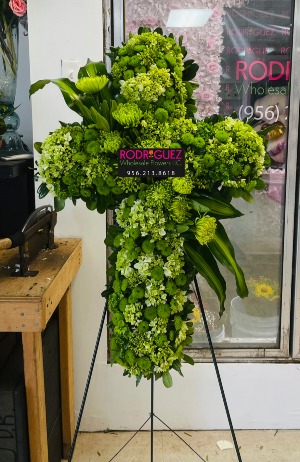 All green funeral cross 
