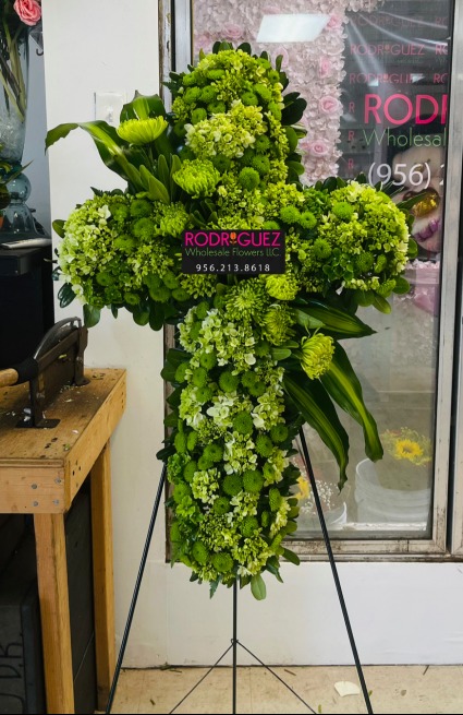 All green funeral cross 