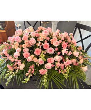 All pink casket spray 