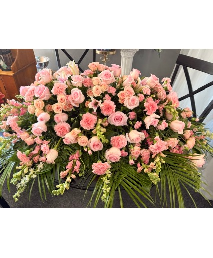 All pink casket spray 