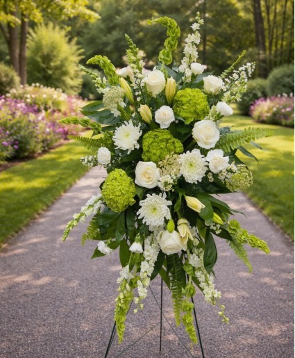 Classic White and Green Standing Spray  