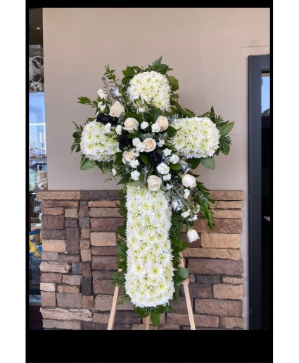 All White Cross Standing Spray 