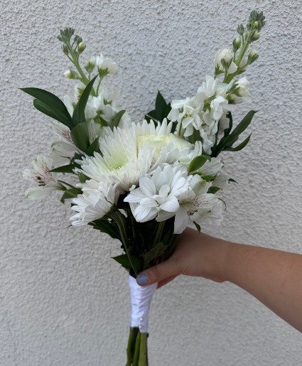 All White Hand Held  hand held white flowers 