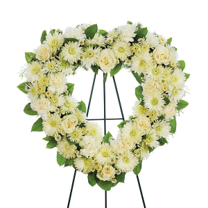 All white heart wreath Sympathy
