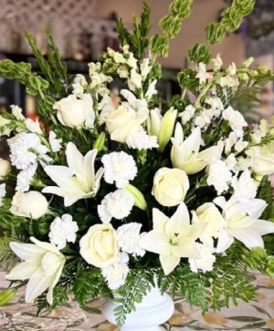 All White in White Pot  All White Flowers