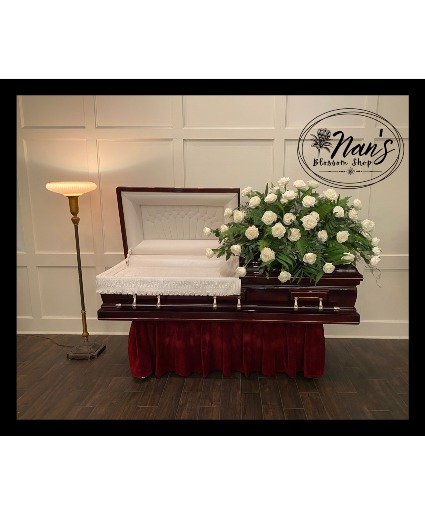 All white rose casket spray  