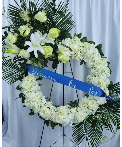 All White with Crown Standing Wreath 