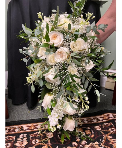All White with Eucalyptus Bouquet 